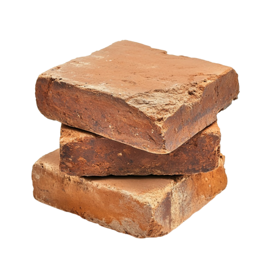 Stack of handmade brown soap bars with a rough textured surface png