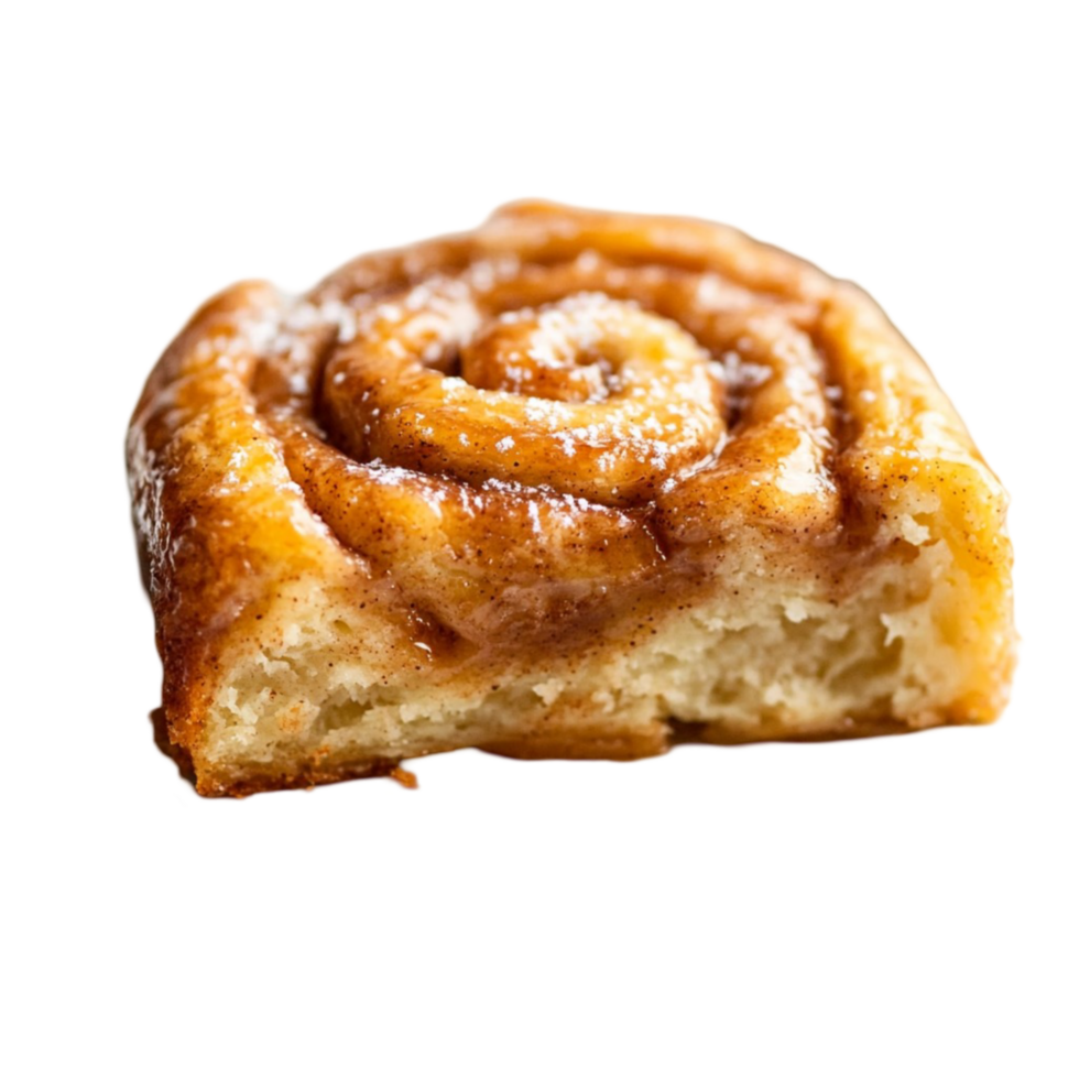 ly baked cinnamon roll with a swirl of cinnamon and icing png