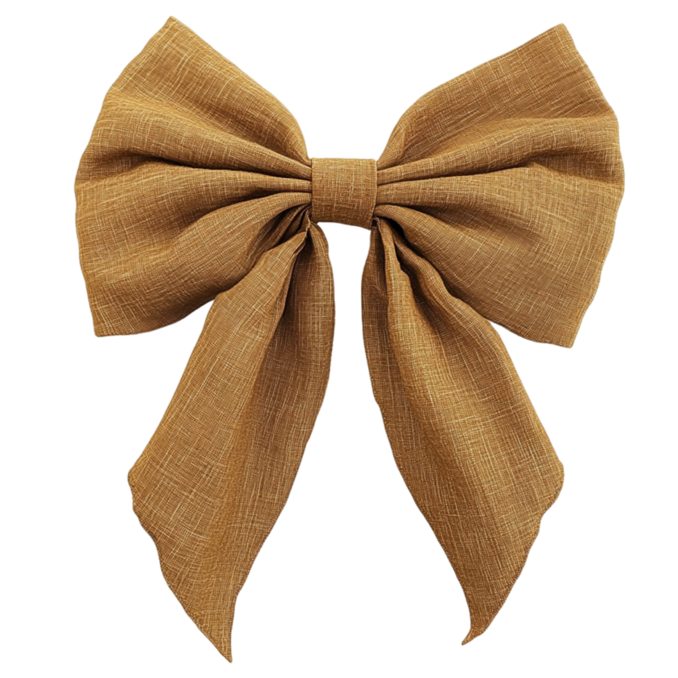 Large burlap bow with a rustic textured finish png
