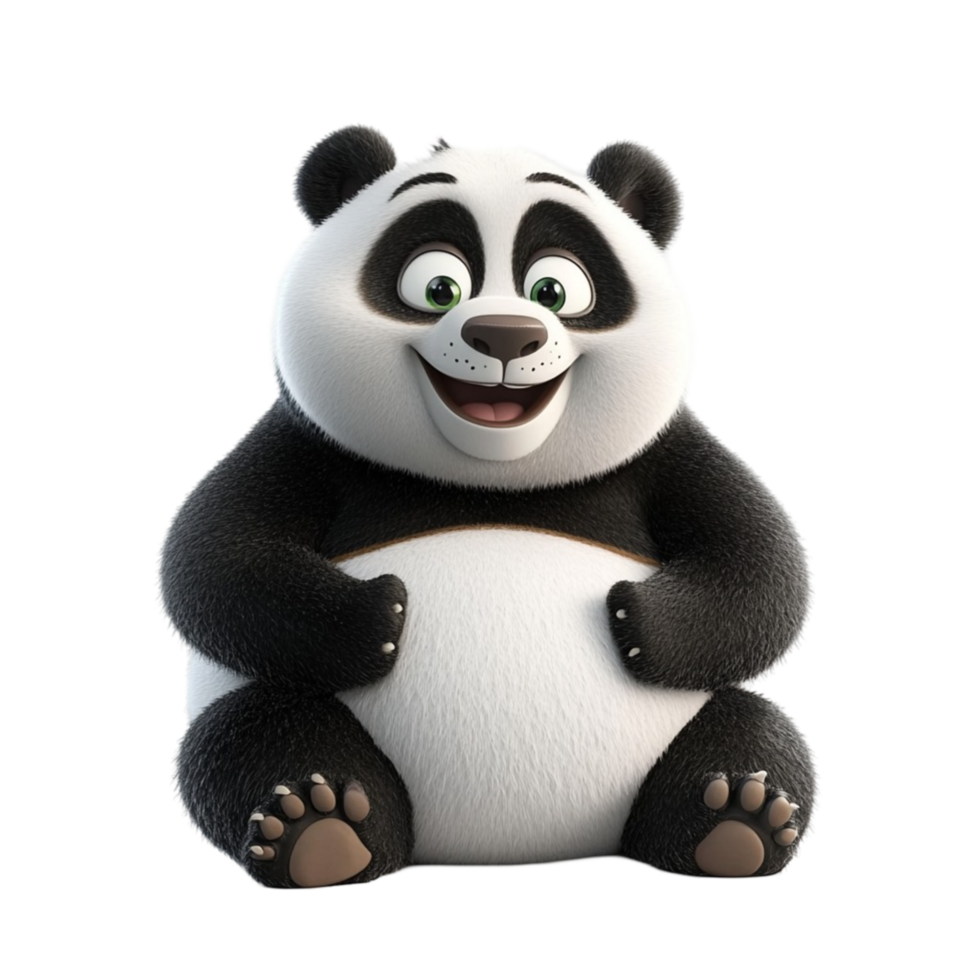 Happy cartoon pan bear sitting with a smile png
