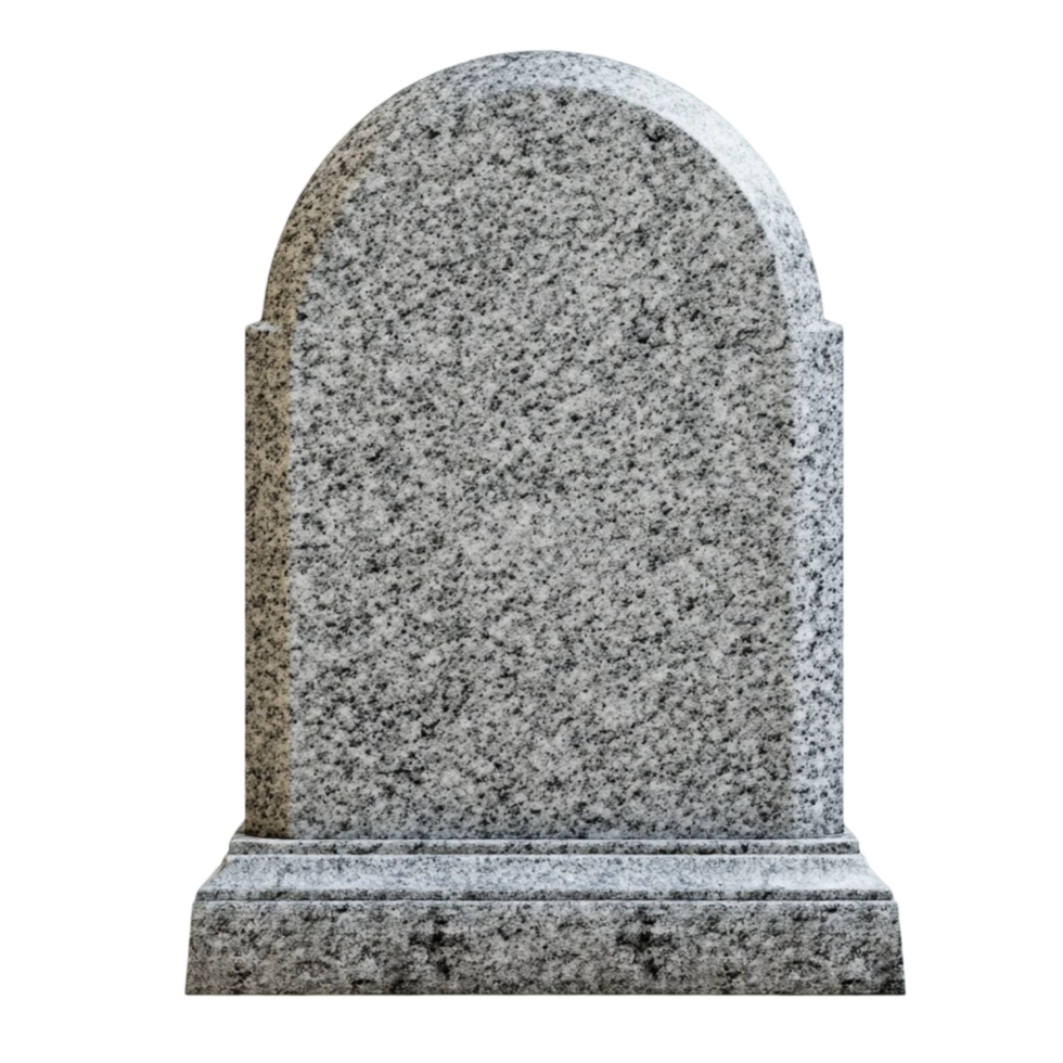 Gray granite tombstone with a polished surface png