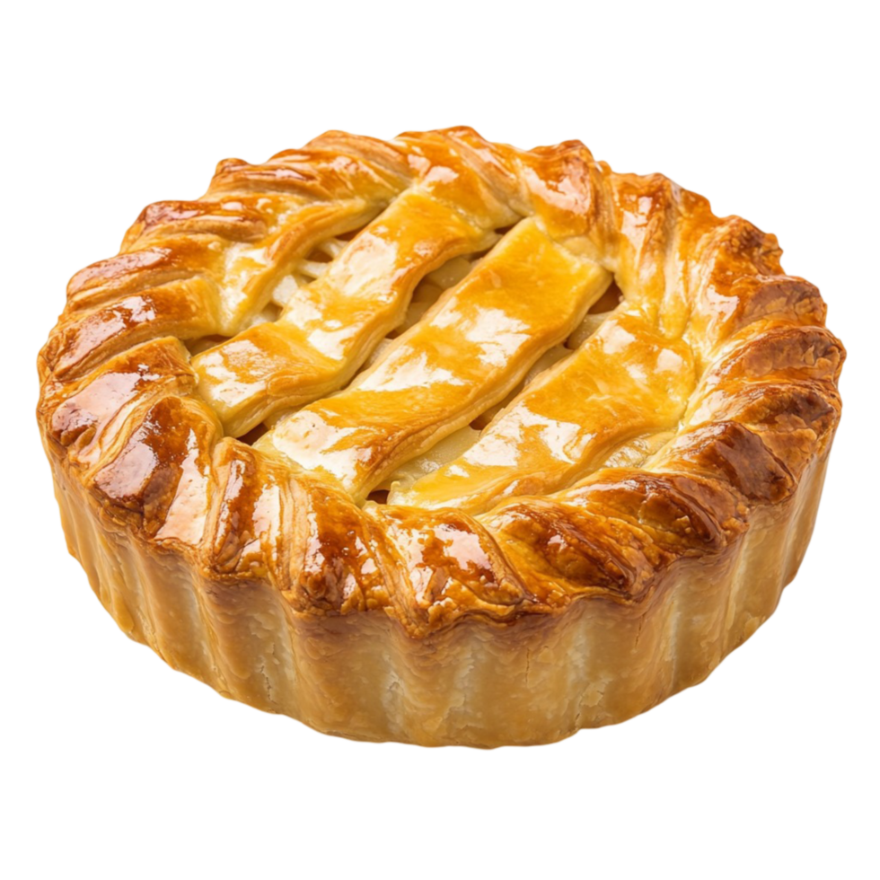 Small round pie with a glossy golden brown crust and a slightly domed top png