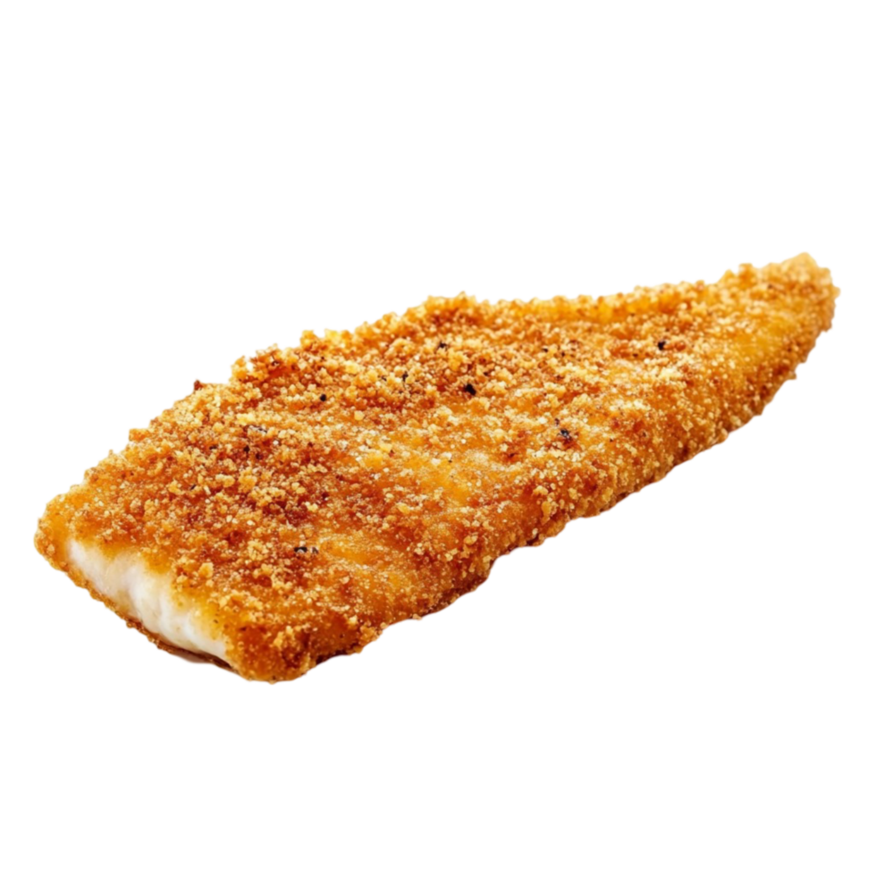 Crunchy breaded fish fillet with a golden brown crust and flaky interior png
