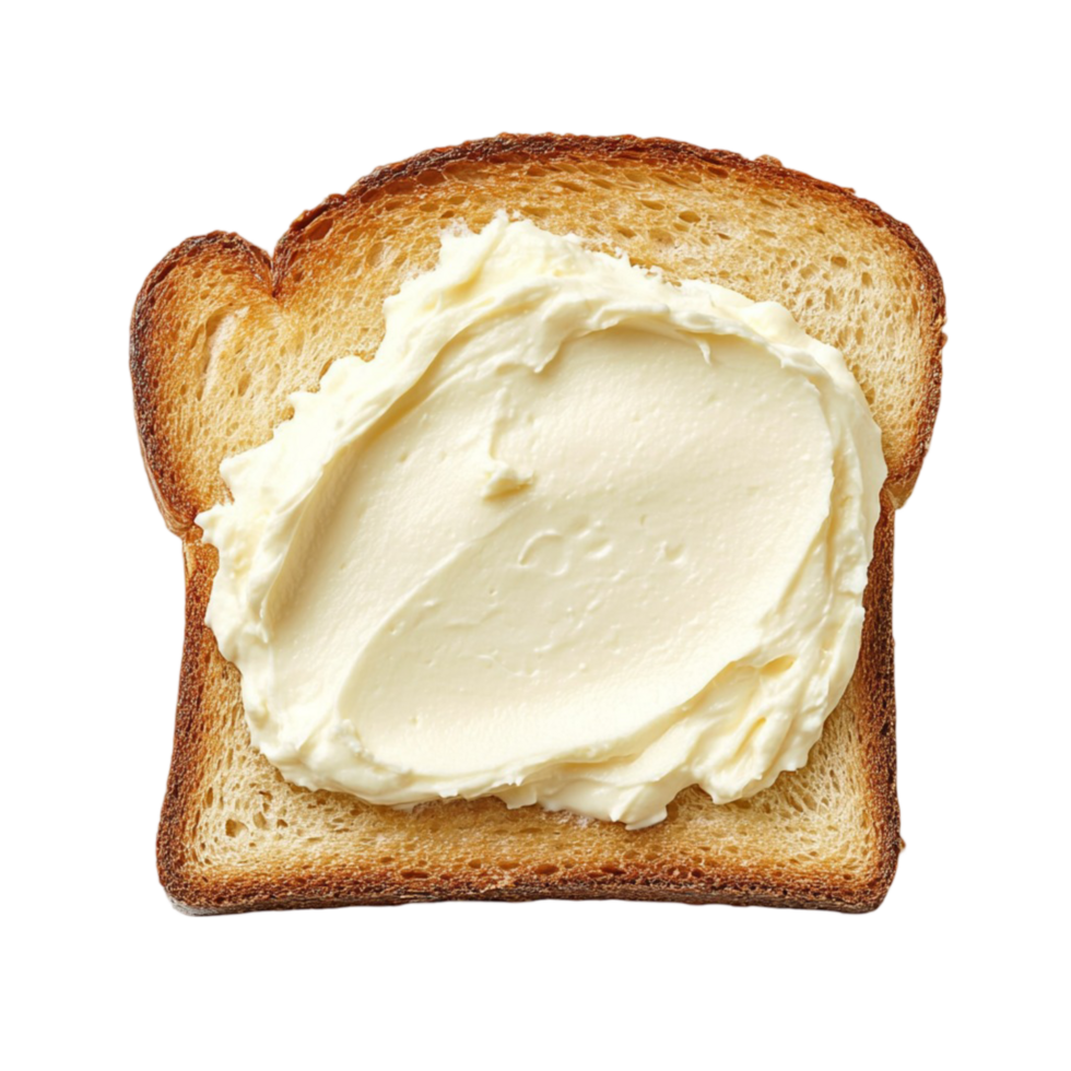 Toasted bread with a thick layer of creamy butter png