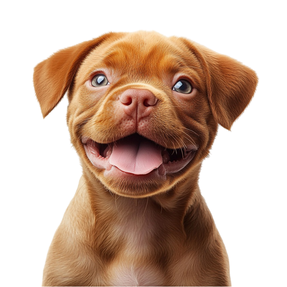 Happy brown puppy with eyes and a playful expression png