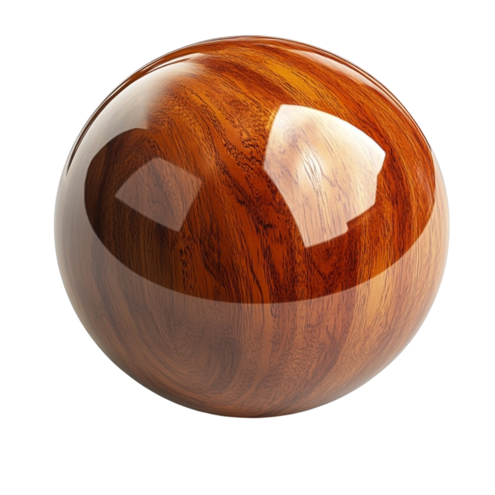 Polished wooden sphere with a brown texture png