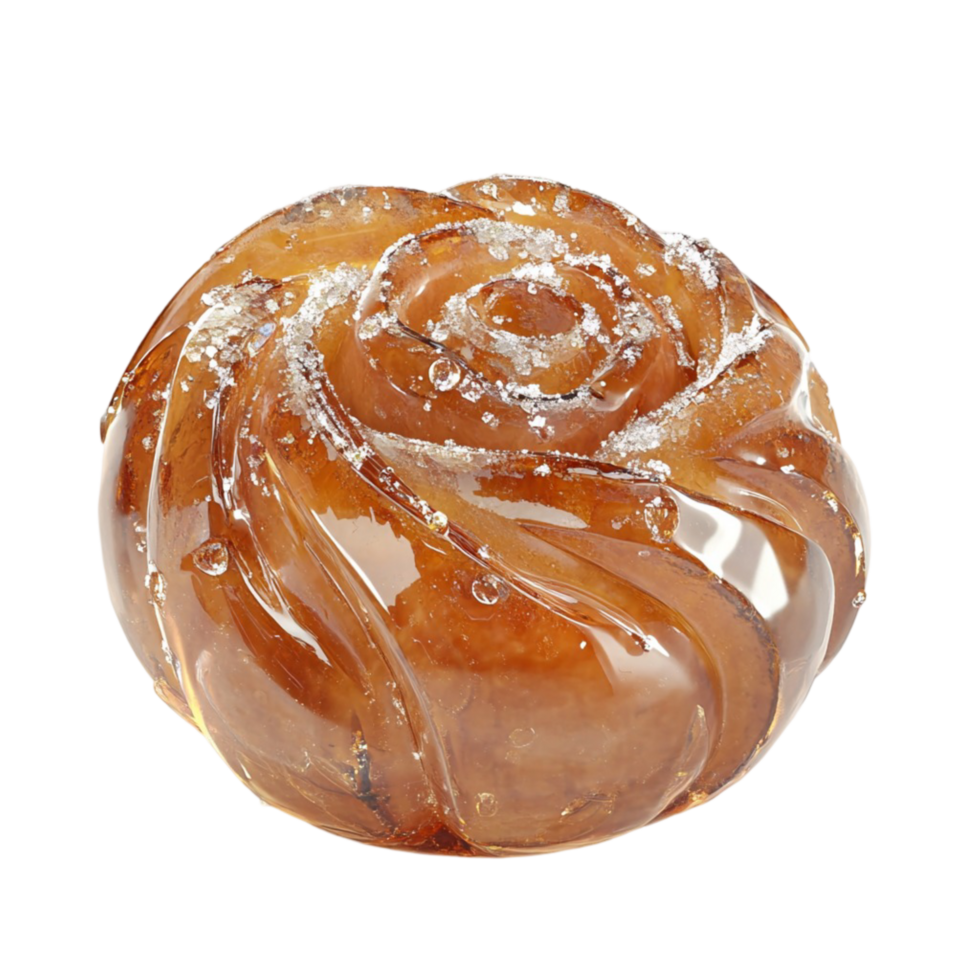 ly baked cinnamon roll drizzled with sweet icing and sugar crystals png