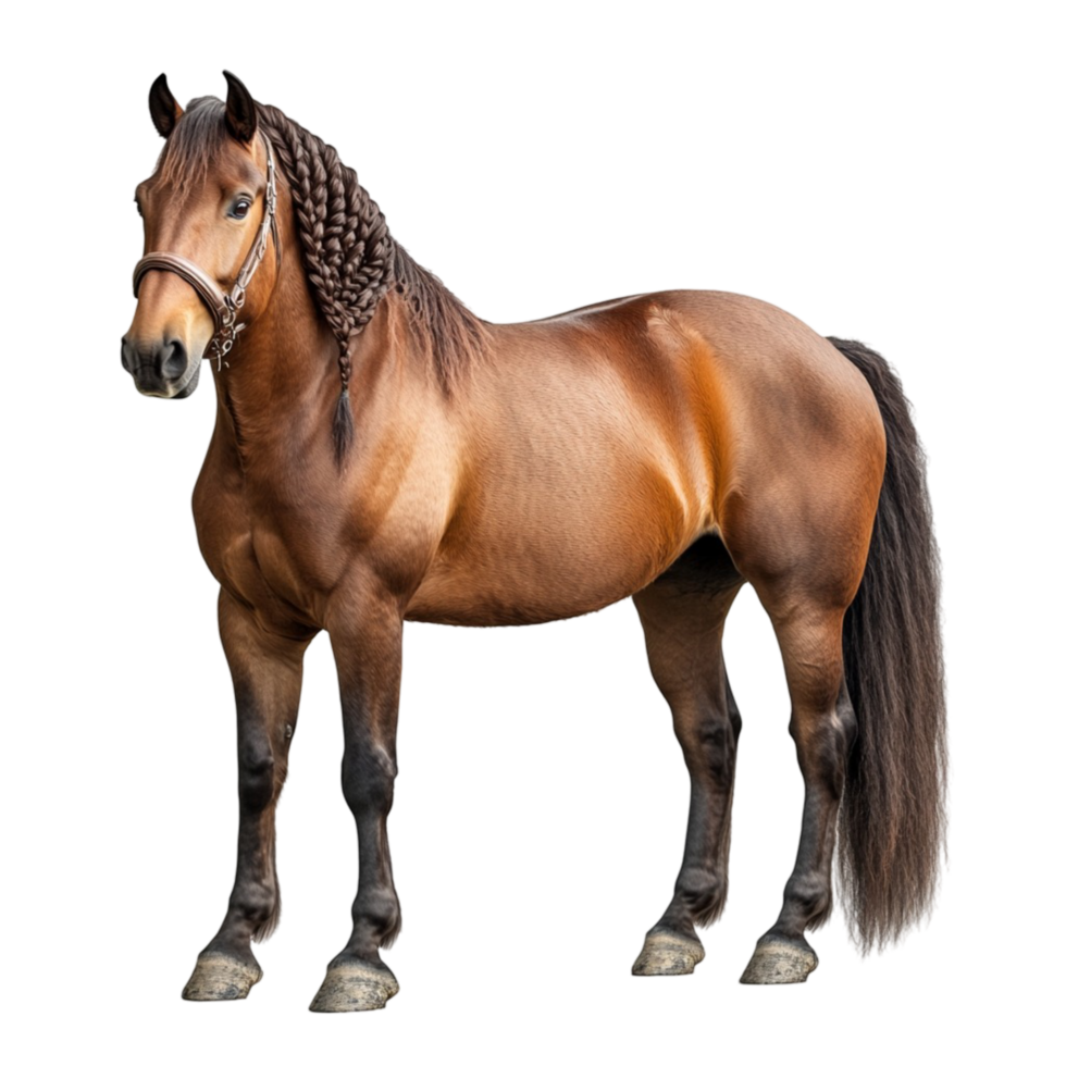 Strong brown horse standing with a shiny coat png