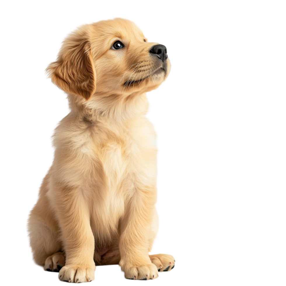 Cute golden retriever puppy sitting with an adorable expression png