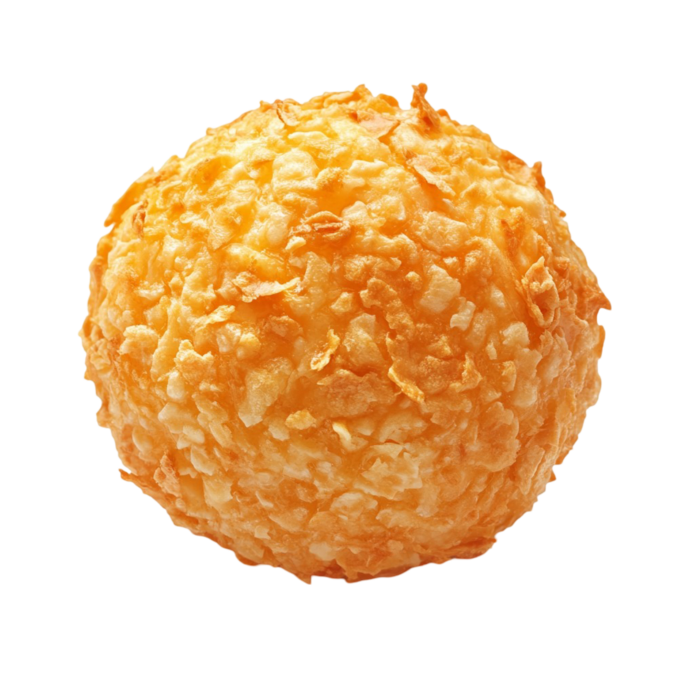 Round cheese ball covered in golden coating for a crunchy bite png