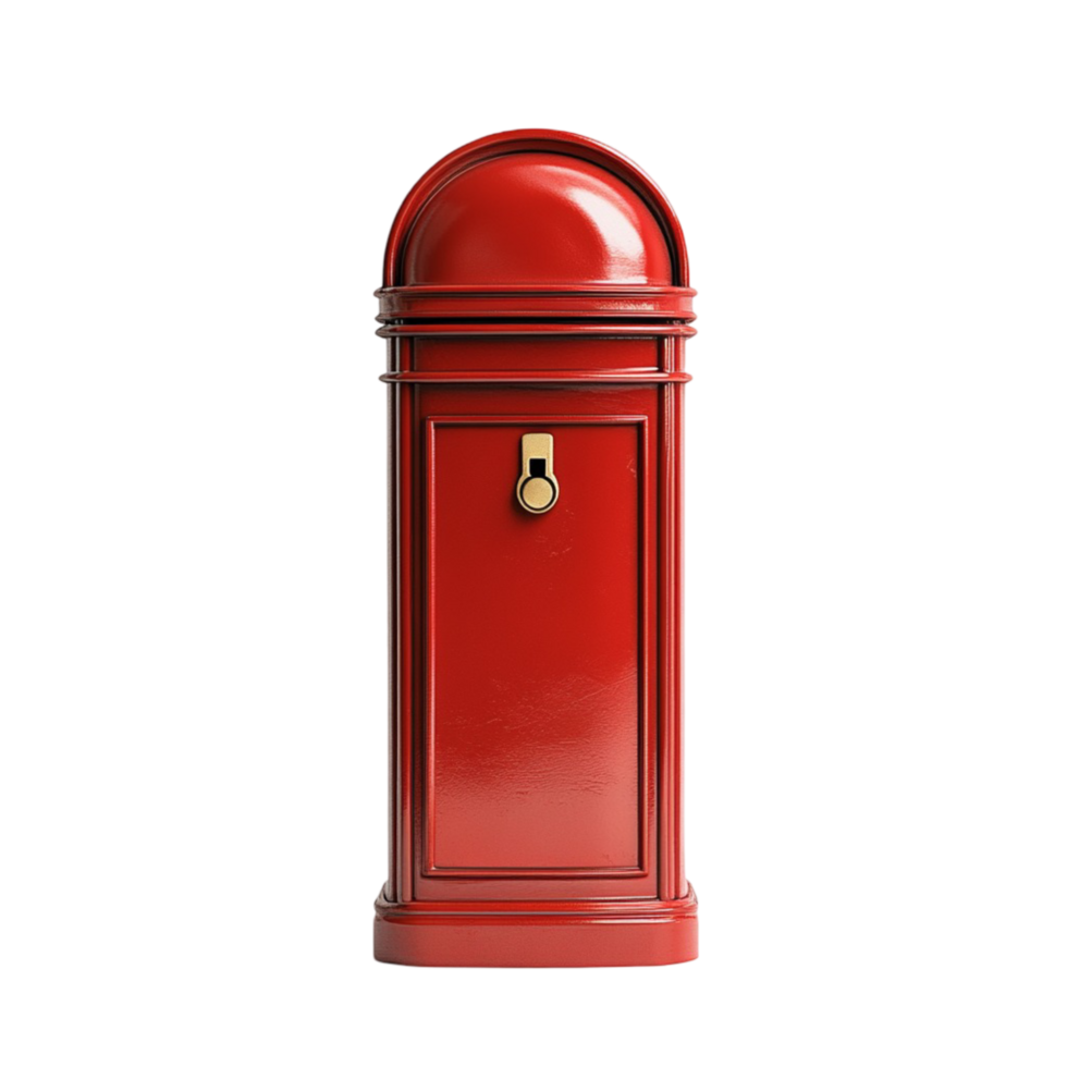 red post box with a secure lock and a rounded top png