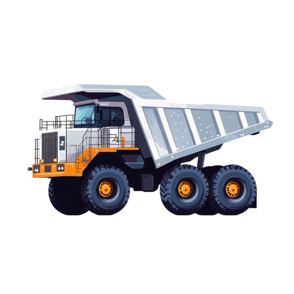Large heavy duty dump truck with multiple wheels and a steel body png