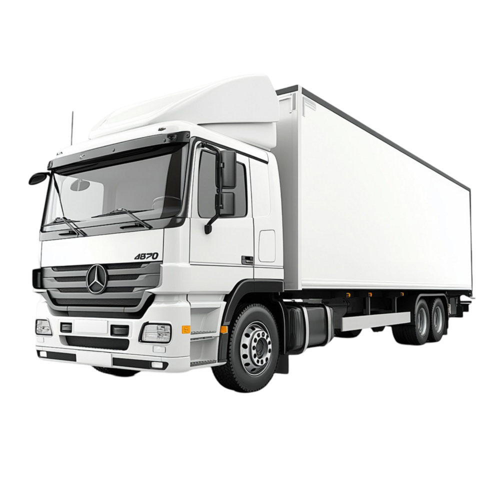 Large white delivery truck with a aerodynamic design png