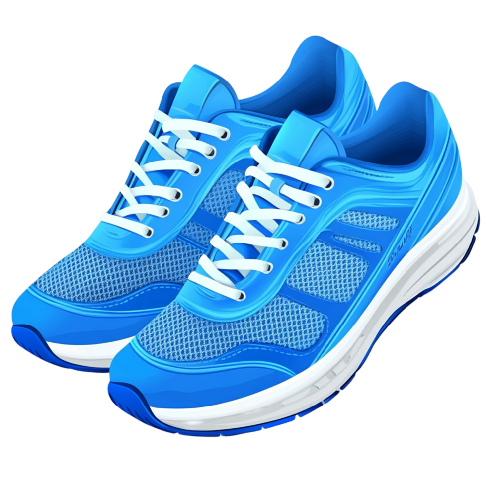 blue running shoes with white laces and soles png