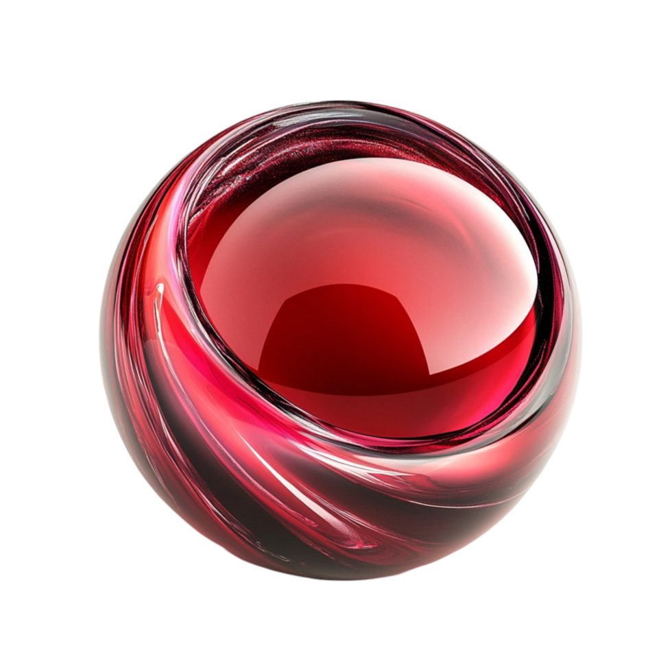 Artistic red glass sphere with a mesmerizing swirled pattern png