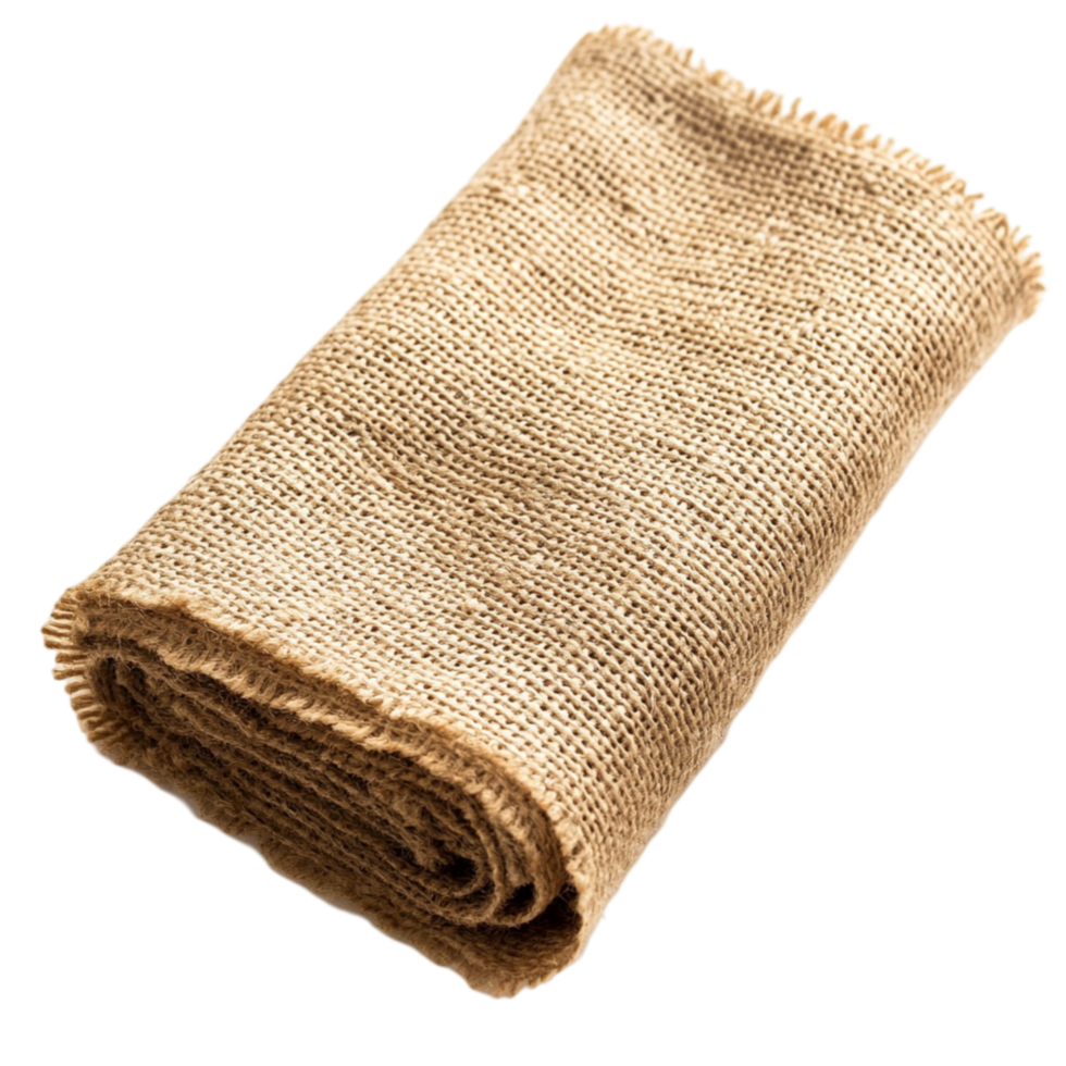 Rolled burlap fabric with a coarse woven texture png