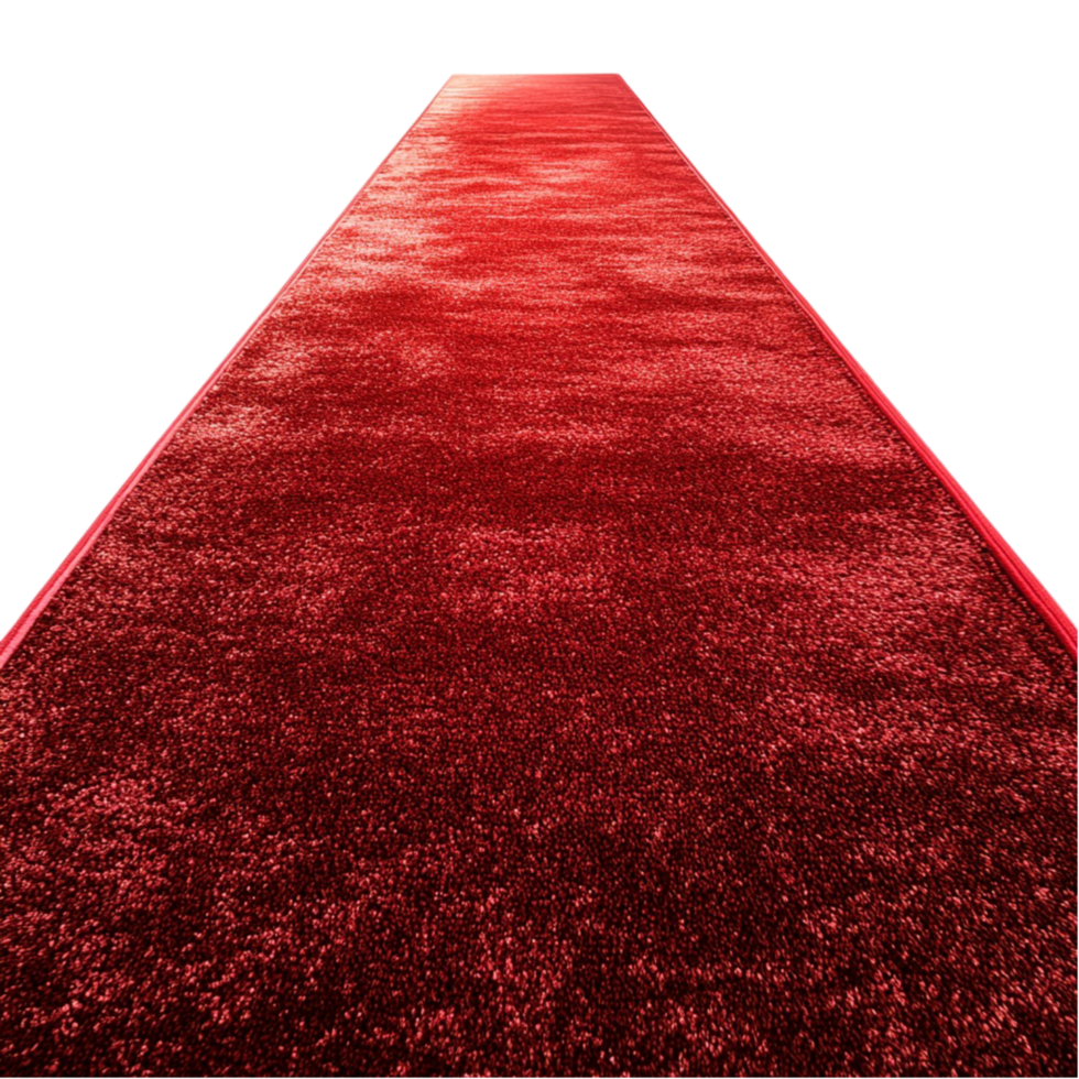Luxurious red carpet leading into the distance with a plush texture png