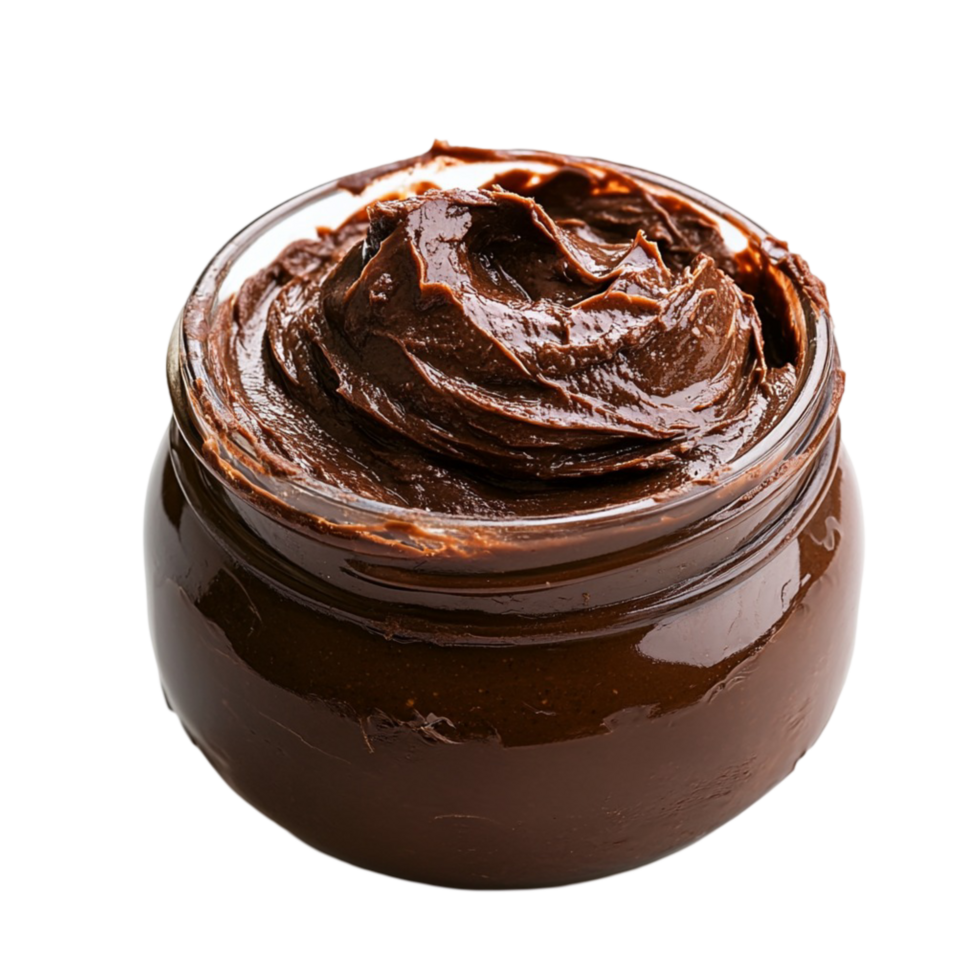 Jar filled with and creamy chocolate spread png