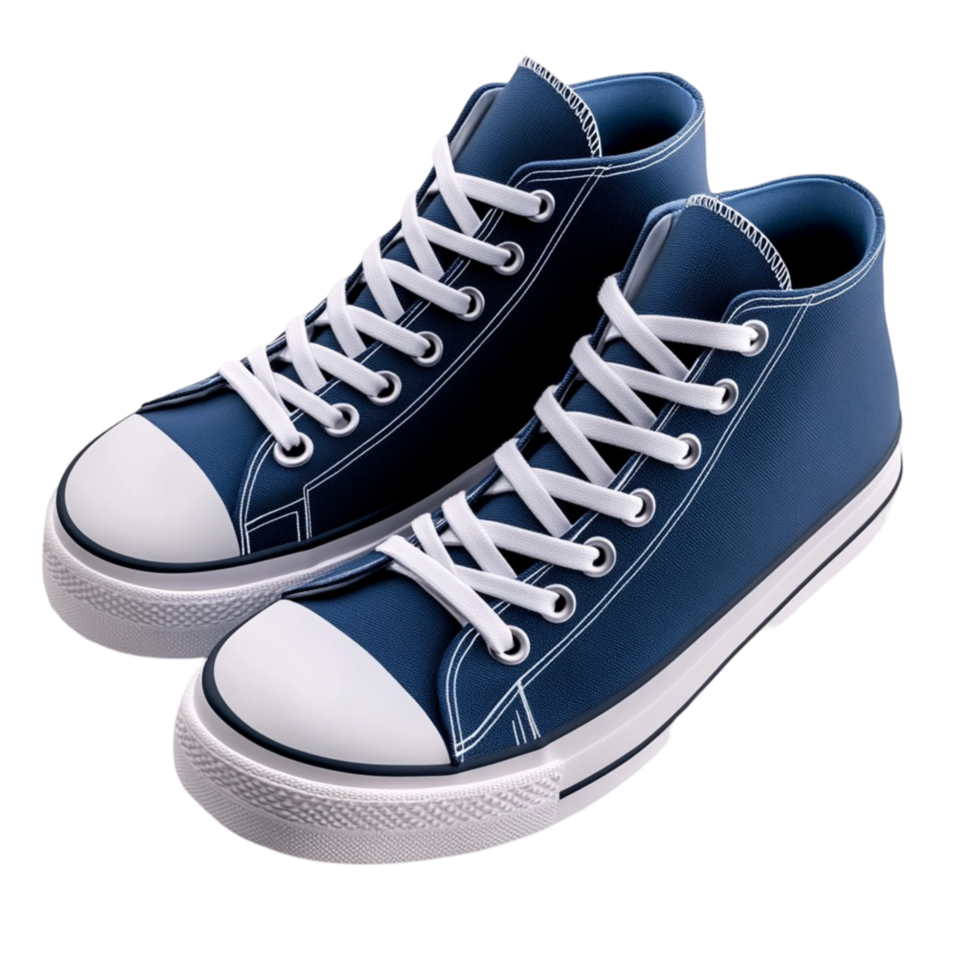 blue high top sneakers with white laces and rubber soles png