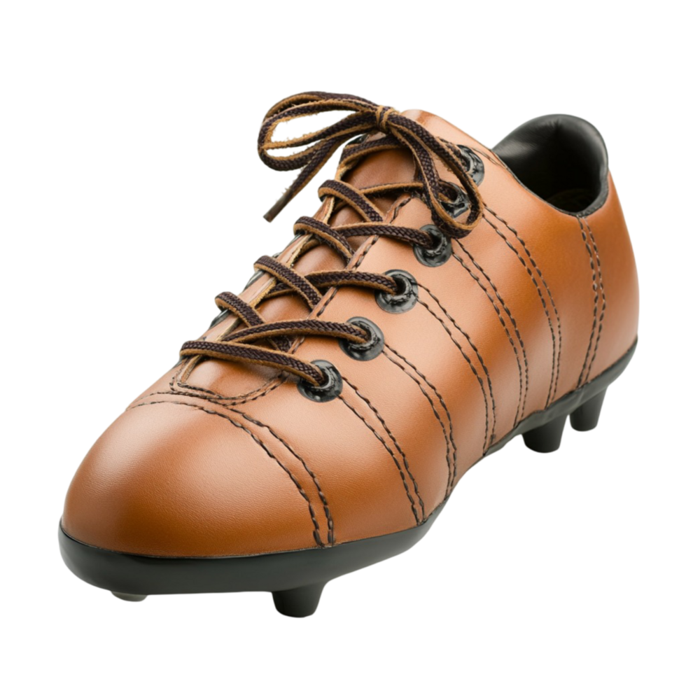 brown soccer cleat with black laces png