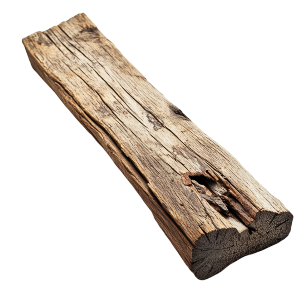 Large weathered wooden log with a rough textured surface png