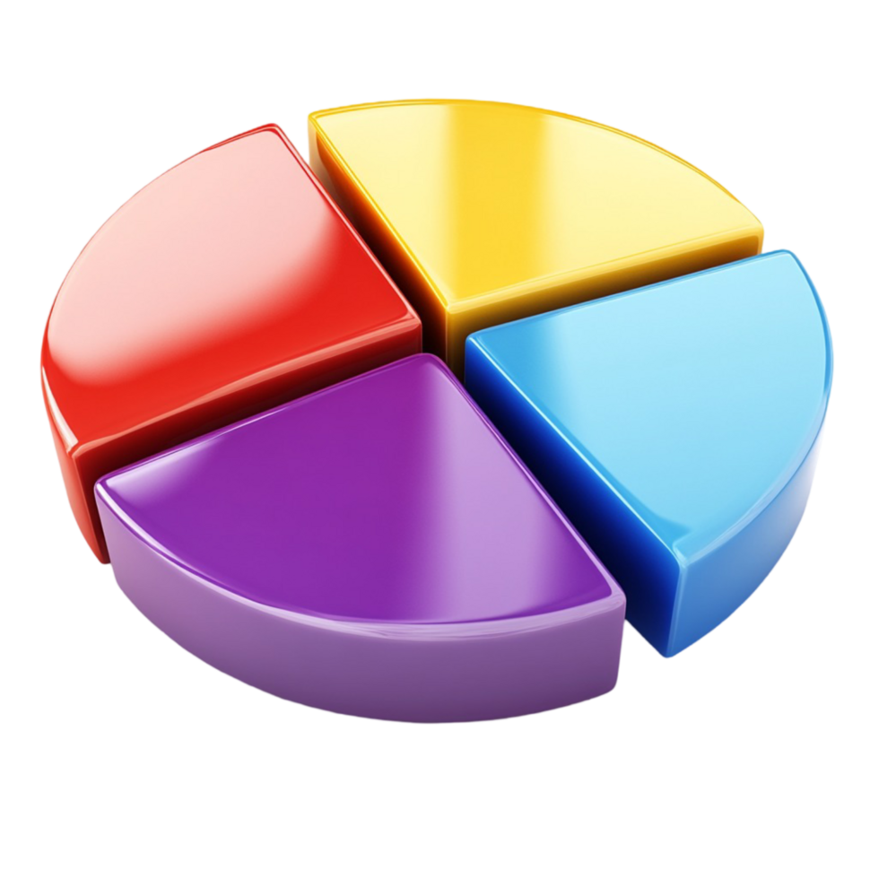 Colorful segmented pie chart with four sections png
