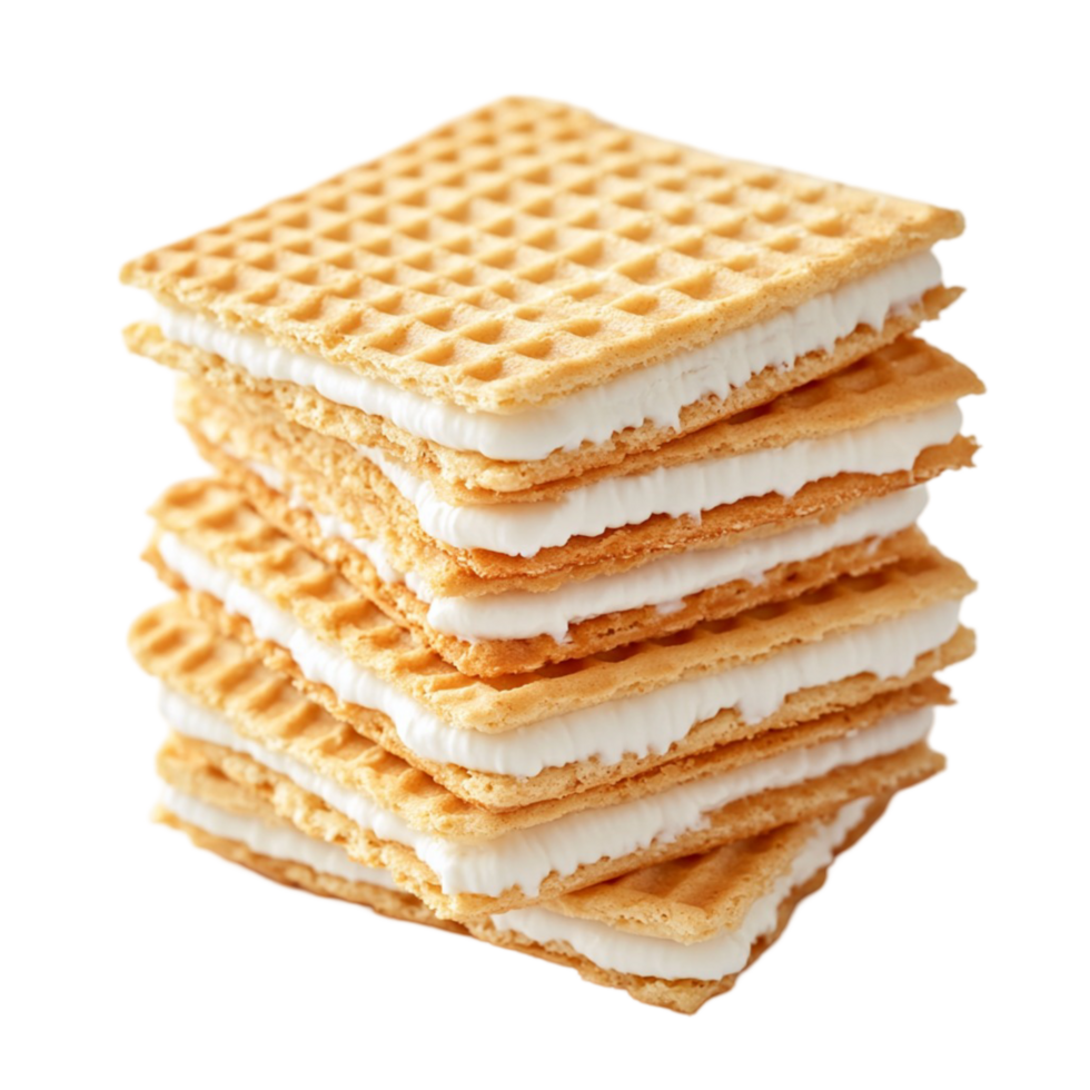 Stack of wafer biscuits with creamy filling png