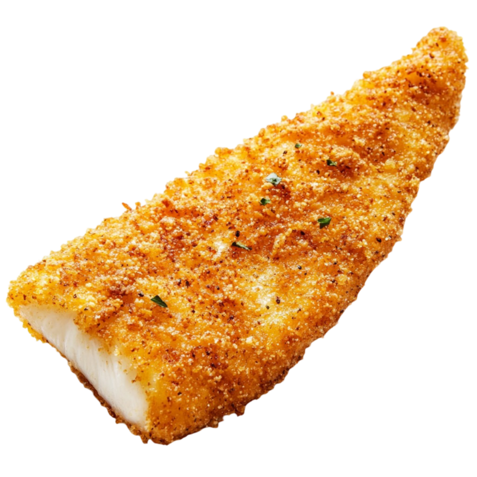Fried fish fillet with a golden crust png