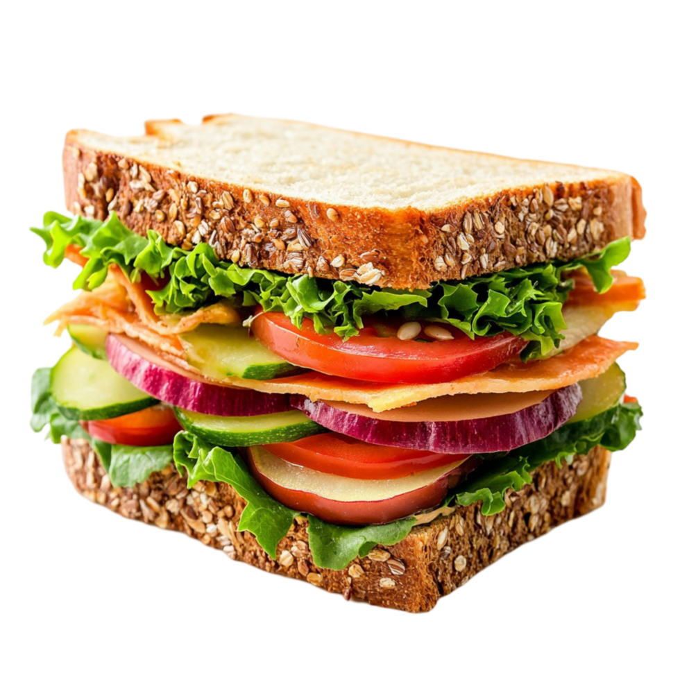 Nutritious vegetable sandwich with layers of ingredients png