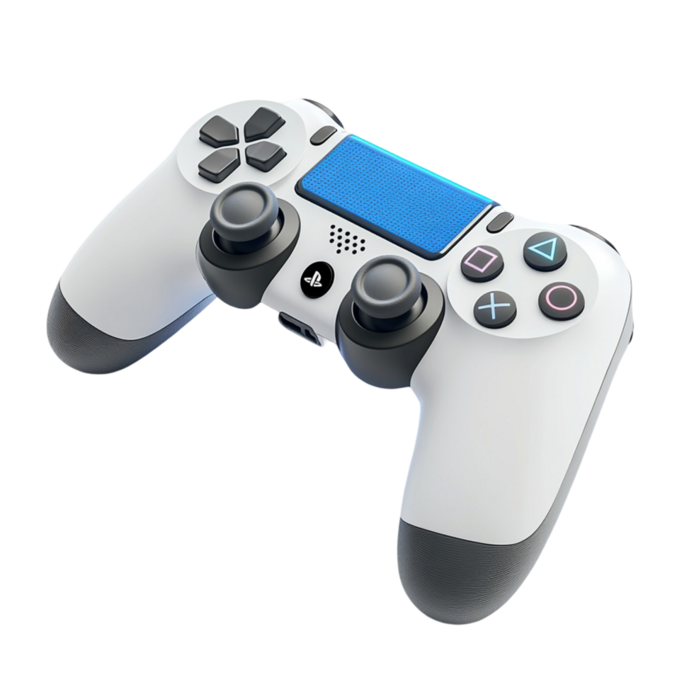 White gaming controller with dual joysticks and buttons png