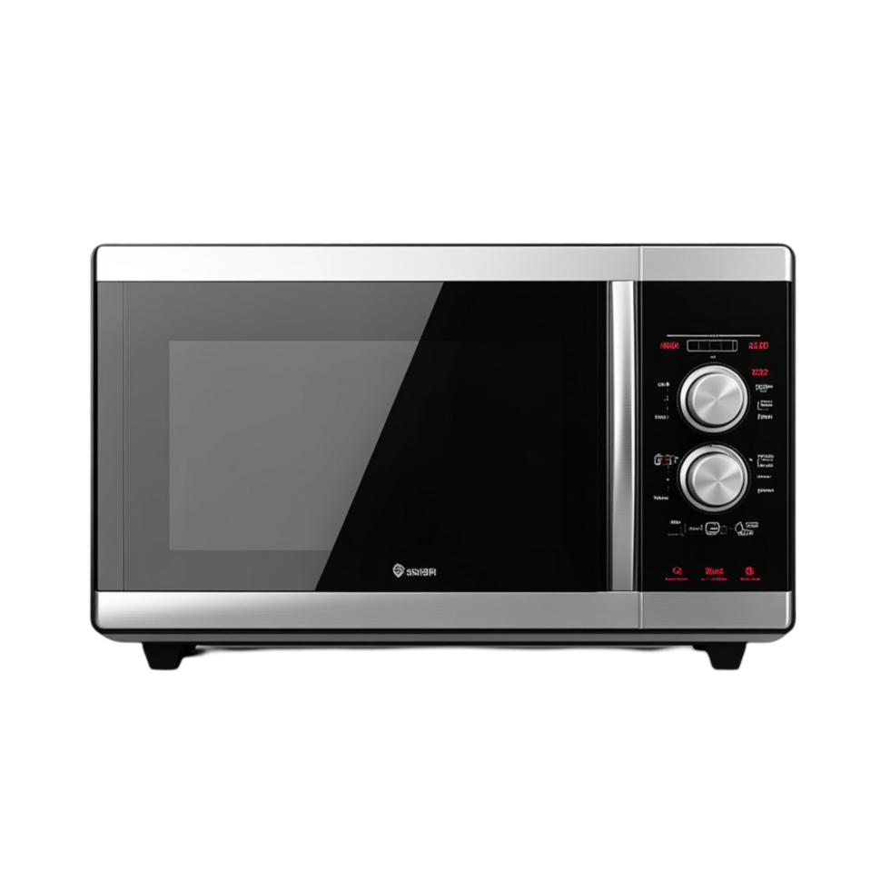 black microwave oven with a digital display panel png