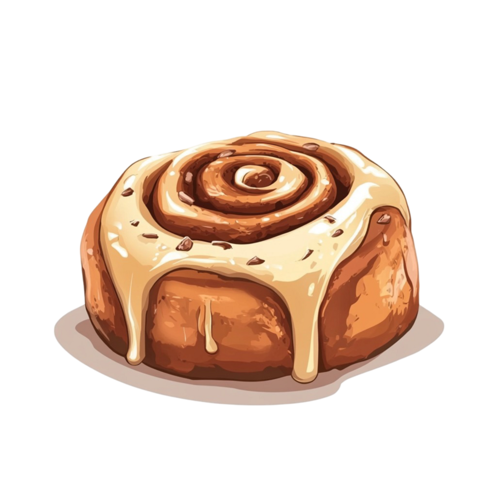 ly baked cinnamon roll drizzled with sweet vanilla icing png