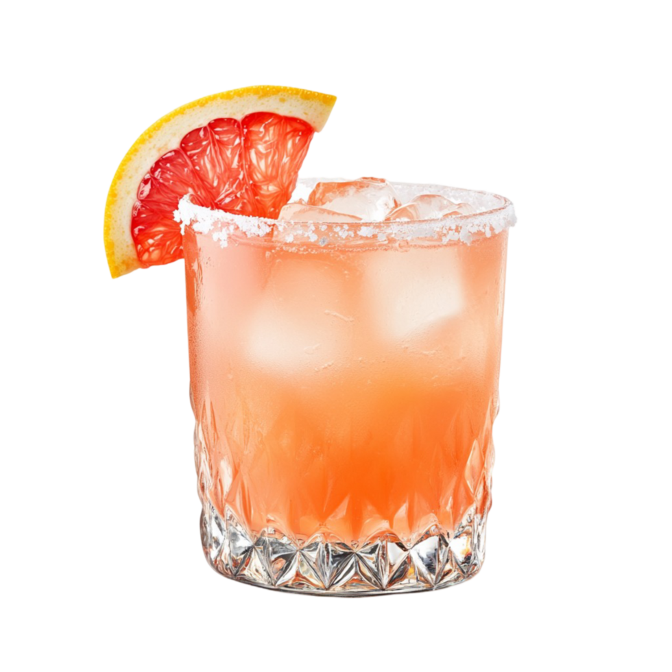 Reing grapefruit cocktail in a glass with ice and a fruit slice png