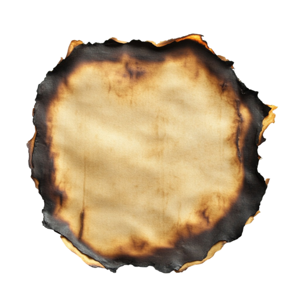 Burnt and scorched parchment paper with rk charred edges png