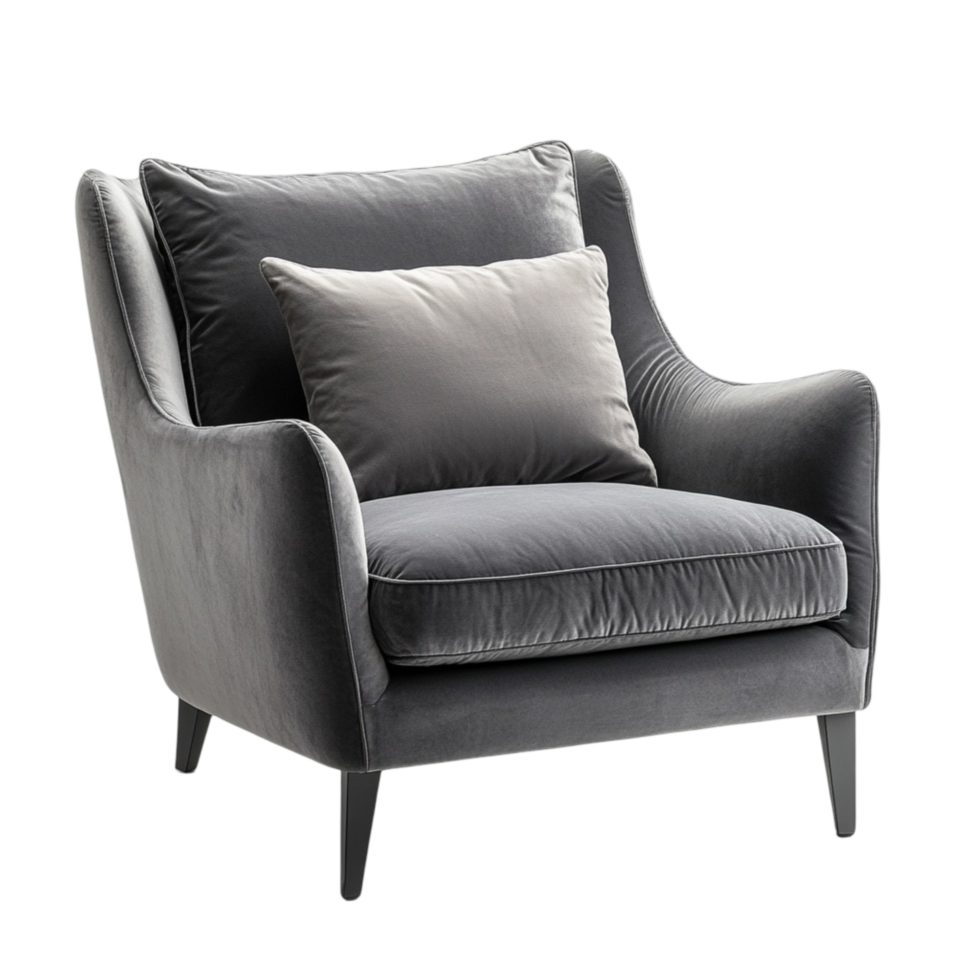 Comfortable black armchair with cushions and a design png