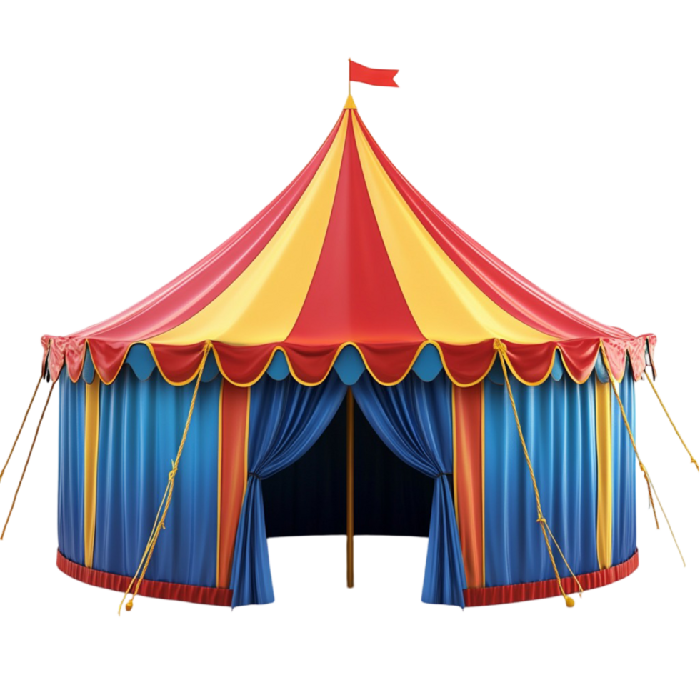 ly colored circus tent with red and yellow stripes and a pointed top png