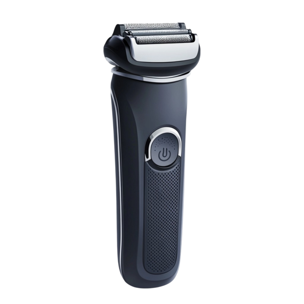 Electric shaver with a sleek black design and a rotating blade system png