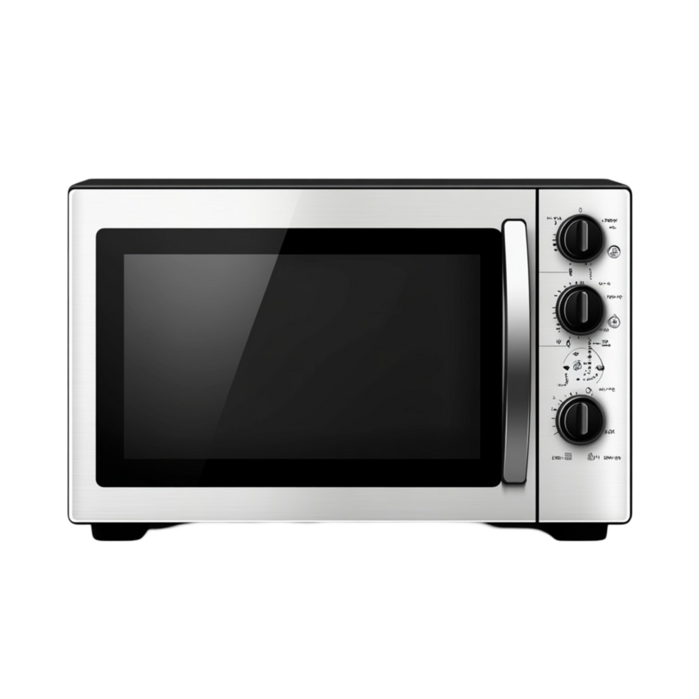 countertop microwave oven with a sleek black and silver design png