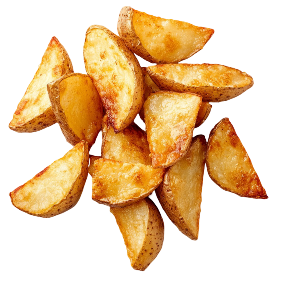 golden potato wedges arranged in a pile png