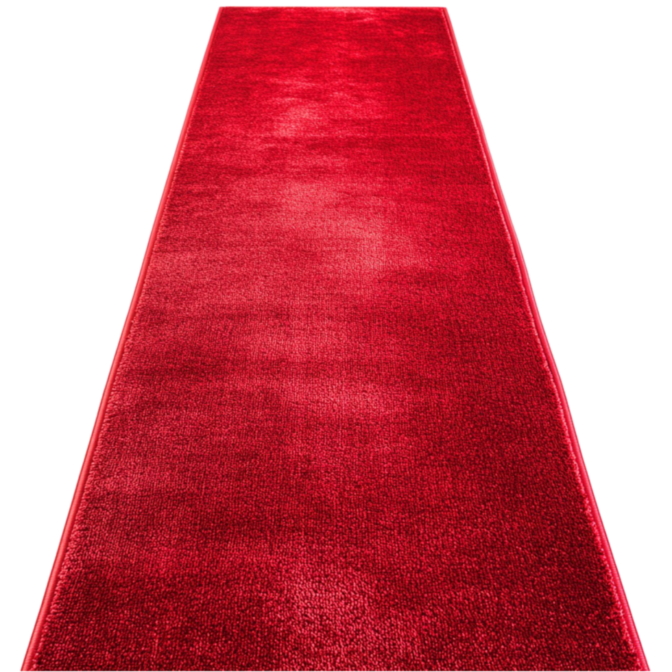 Long plush red carpet with a luxurious texture and vibrant color png