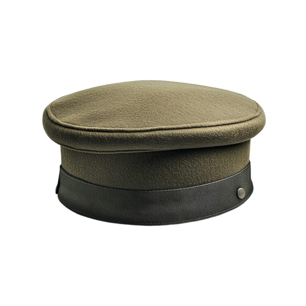 Military style cap made of rk green fabric png