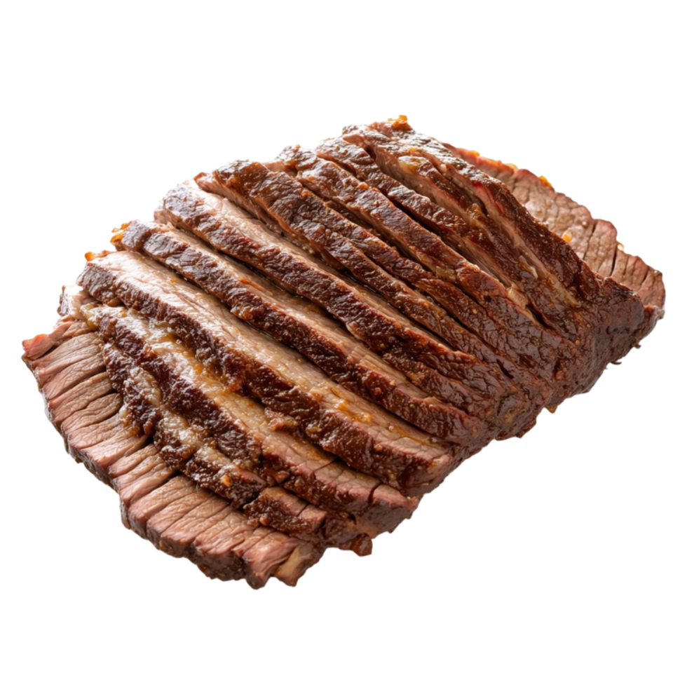 Juicy grilled beef brisket sliced into tender even pieces png