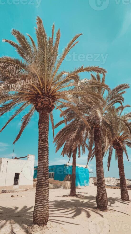 Palm trees in the desert photo