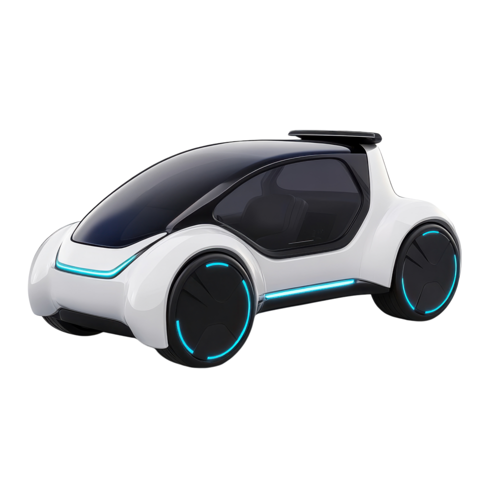 Autonomous Car 3D Model on transparent background. png
