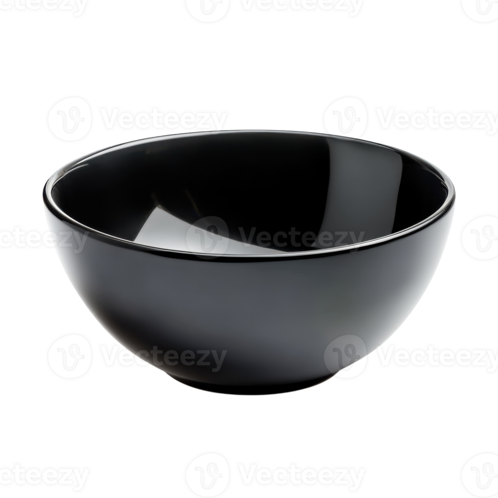 Black Bowl Empty Food Dish on transparent background. png