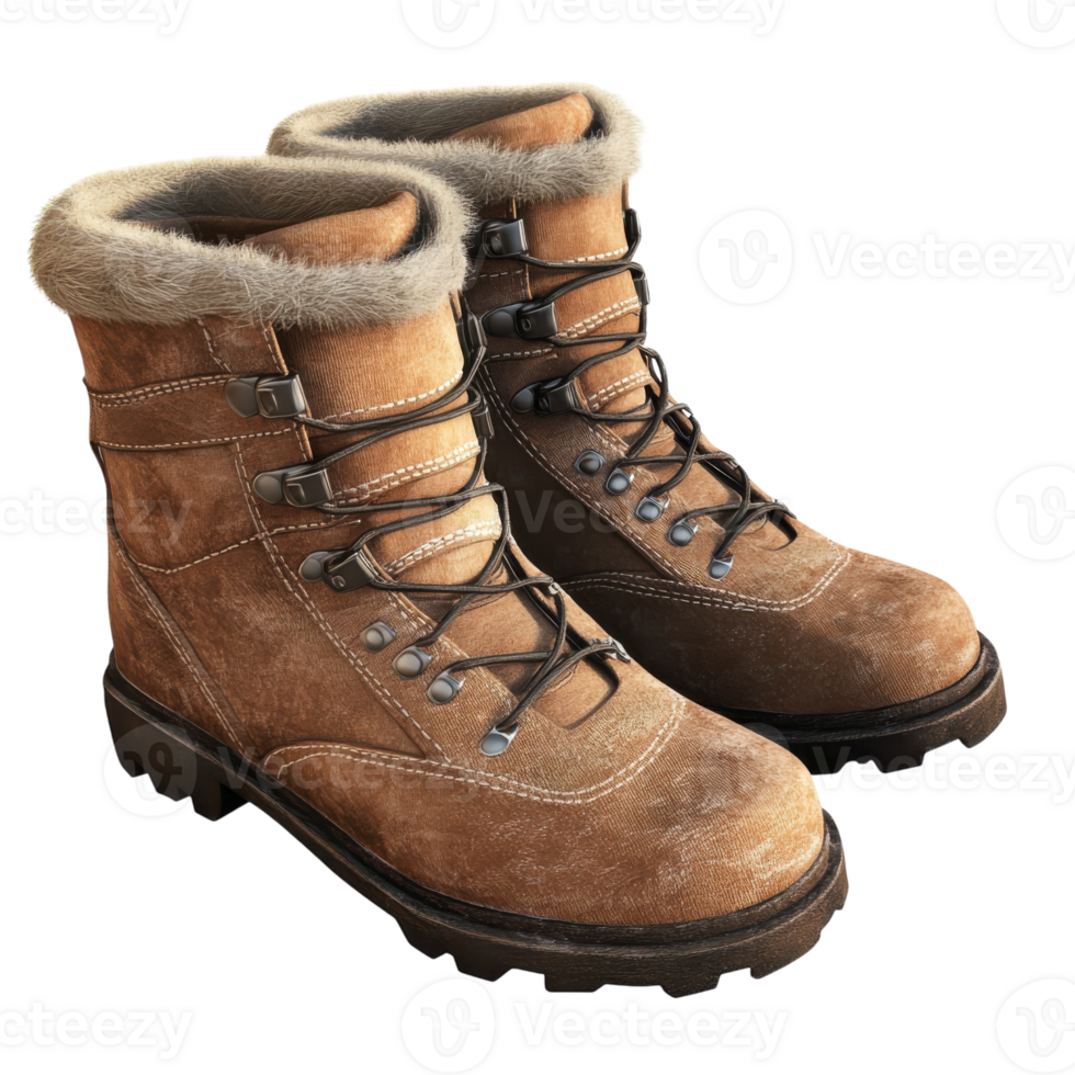Warm Winter Boots on White on transparent background. png