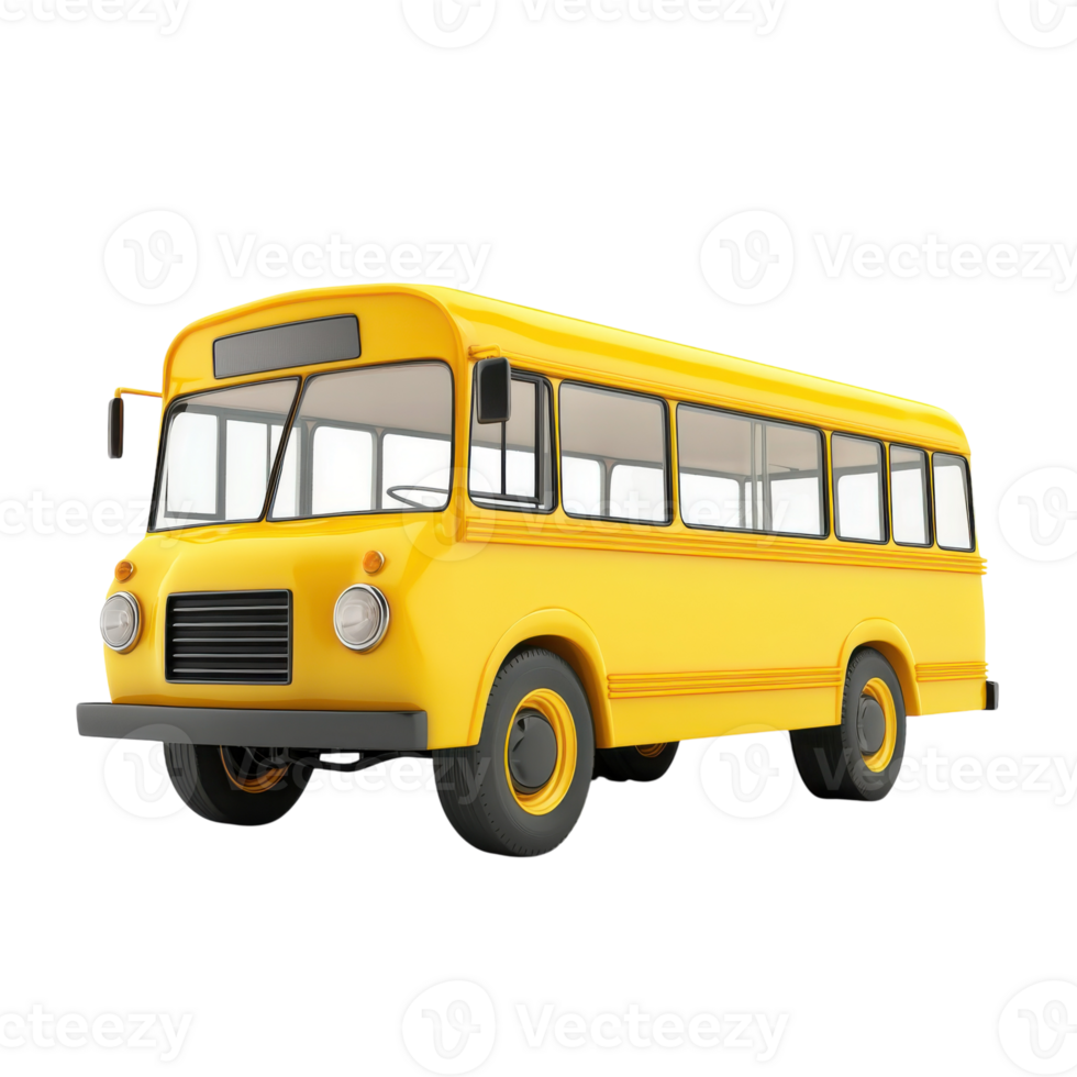 Modern Bus 3D Model on transparent background. png
