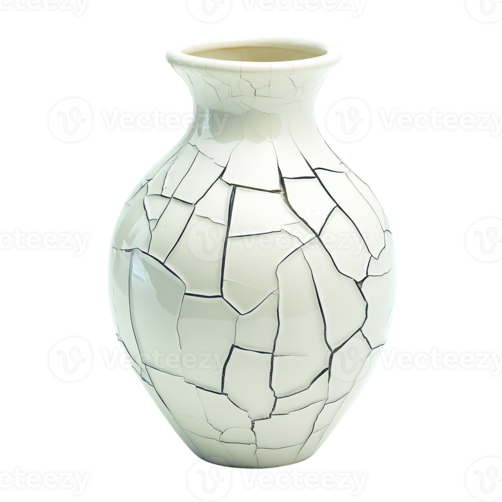 Broken Porcelain Vase White Background on transparent background. png