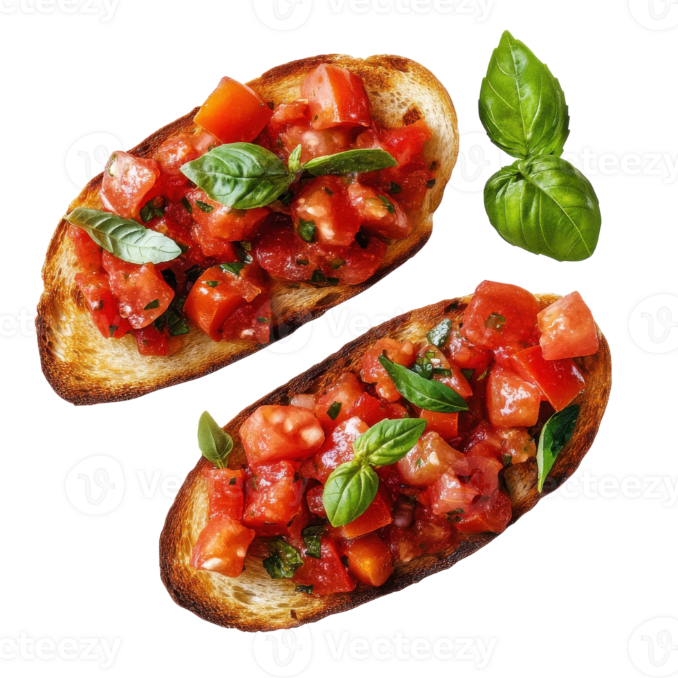 Delicious Italian Bruschetta on transparent background. png