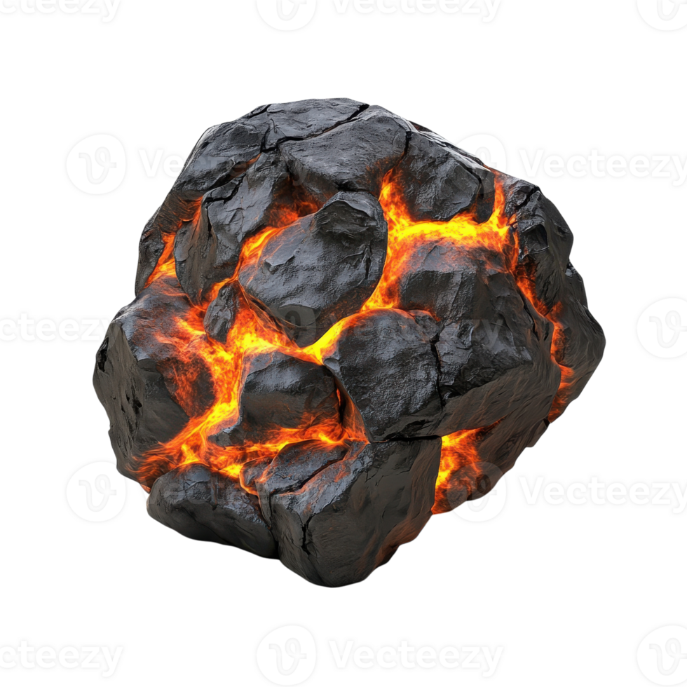 3D Render Coal Energy Power on transparent background. png